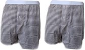 Embrator 2-stuks mannen Boxershort geruit wit/zwart/beige XL