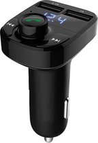 FM X8 - Transmitter - Auto – USB Lader – Bluetooth - Receiver – Handsfree - draadloze - auto-mp3-speler - snelladen - QC3.0 USB-oplader - Zwart