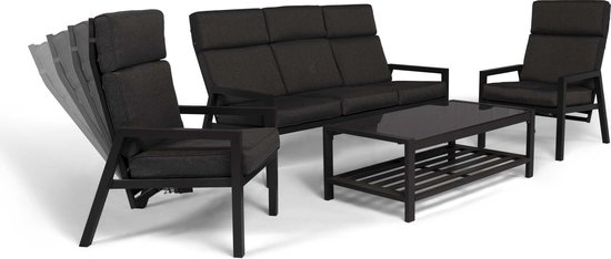 Omega | Loungeset Tuinset Dining Set | Industrieel | Grijs / Zwart | 5  Zitplaatsen | bol.com