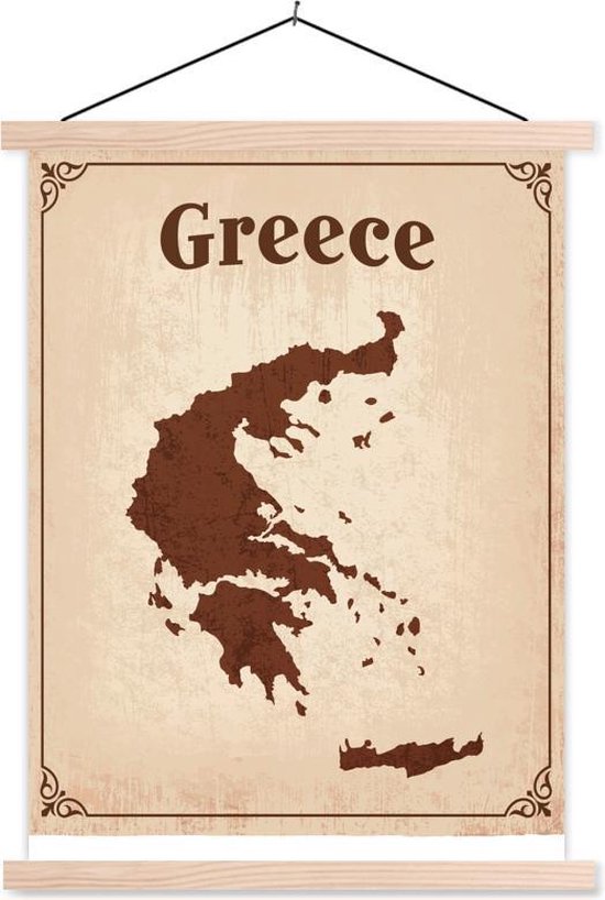 Affiche scolaire - Carte Vintage de la Grèce - 40x53 cm - Lattes vierges