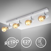 B.K.Licht - Plafondlamp - plafondspot met 4 lichtpunten - witte opbouwspots - industrieel - draaibar - kantelbaar - opbouwspots - plafoniere - excl. E27