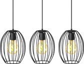 B.K.Licht - Metalen Hanglamp - zwart - voor binnen - industriële - met 3 lichtpunten - eetkamer - slaapkamer - pendellamp -  l:112cm - E27 fitting - excl. lichtbronnen