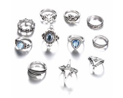 Fako Bijoux® - Bohemian Stijl Ringenset - Ringen Set - Puca - 11-Delig - Zilverkleurig