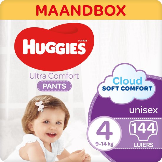 Huggies Culottes absorbantes bébé Ultra Comfort- Taille 4 (9-14 kg) - Unisexe - 144 couches
