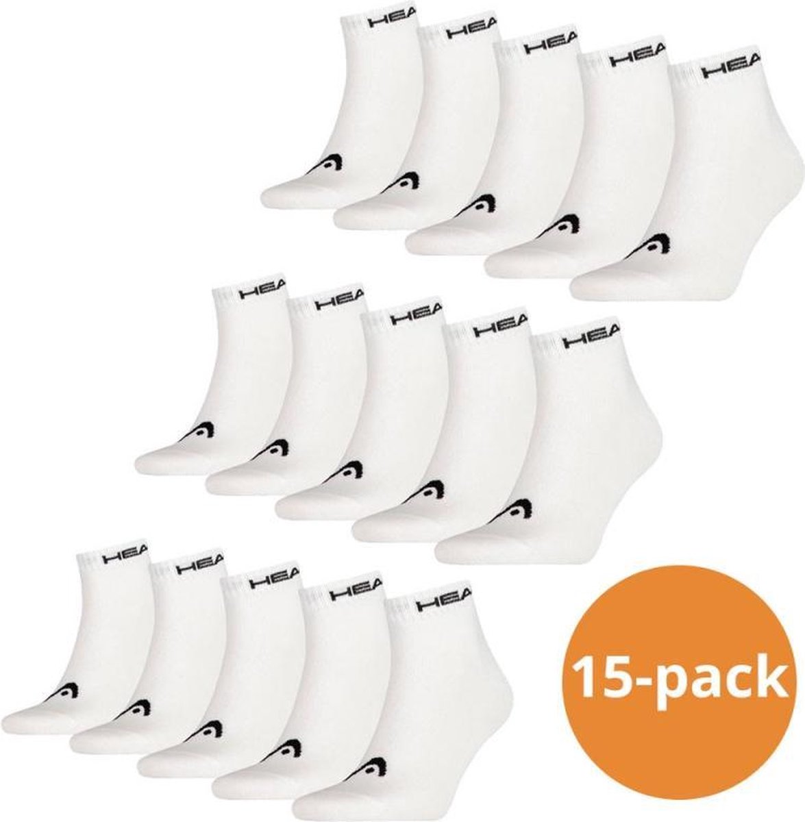 HEAD Quarter Sokken 15 paar enkelsokken Unisex Wit
