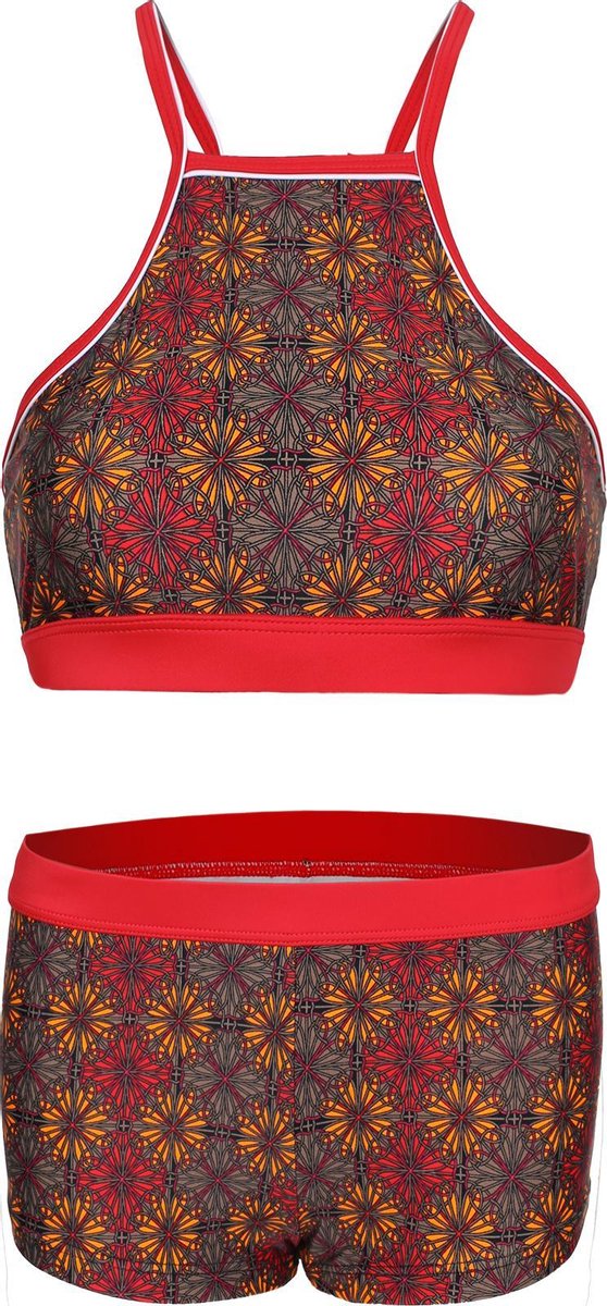 La V Bikini hipster broekje en cro top met racerback - Teraracotta 128-134 Terracotta