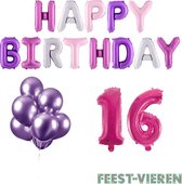 16 jaar Verjaardag Versiering Ballon Pakket Pastel & Roze