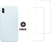 BMAX Telefoonhoesje voor iPhone XS Max - Siliconen hardcase hoesje zeeblauw - Met 2 screenprotectors