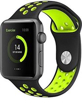Sportbandje - Siliconen Bandje - Neon Groen/Zwart - Geschikt voor Apple Watch - 42/44 mm - M/L
