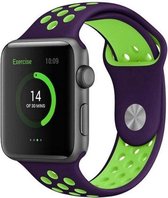 Sportbandje - Siliconen Bandje - Paars/Groen - Geschikt voor Apple Watch - 38/40 mm - M/L