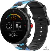 Siliconen Smartwatch bandje - Geschikt voor  Polar Unite camouflage band - blauw - Strap-it Horlogeband / Polsband / Armband