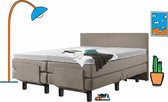 Boxspring Elektrisch - 140 x 200 Taupe Skai - Pocketvering - Gratis Topmatras