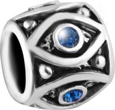 Quiges - 925 - Zilveren - Bedels -Sterling zilver - Beads - Zirkonia Blauw Kraal Charm - Geschikt – voor - alle bekende merken - Armband Z599