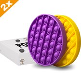 Pop it fidget toys 2 stuks - Simple dimple - Fidget pad pakket - Geel en paars