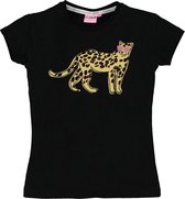 O'Chill Meisjes Shirt Zarah Zwart met panter - Maat 140/146