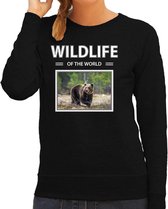 Dieren foto sweater Beer - zwart - dames - wildlife of the world - cadeau trui Beren liefhebber S