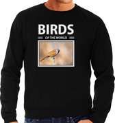 Dieren foto sweater Baardmannetje vogel - zwart - heren - birds of the world - cadeau trui vogel liefhebber S