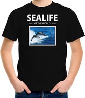 Dieren foto t-shirt Dolfijn - zwart - kinderen - sealife of the world - cadeau shirt Dolfijnen liefhebber XL (158-164)