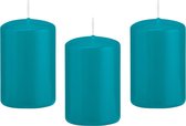 10x Turquoise blauwe cilinderkaarsen/stompkaarsen 5 x 8 cm 18 branduren - Geurloze kaarsen turkoois blauw - Woondecoraties