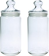 Set van 2x stuks voorraadpotten/bewaarpotten 1500 ml glas met glazen deksel - Voorraadbussen