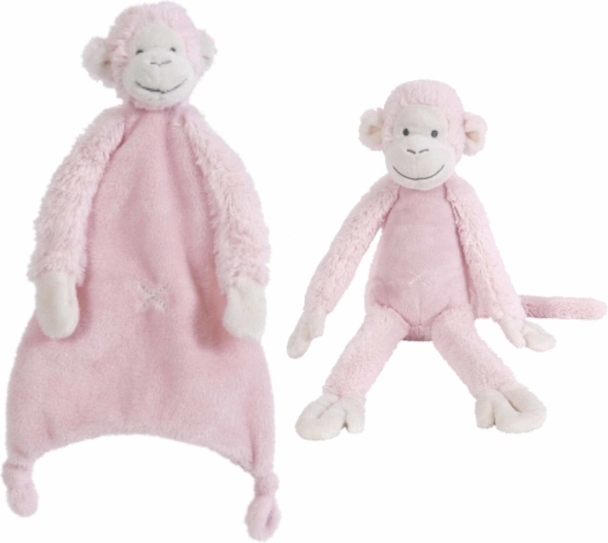 2x stuks Happy Horse aapjes roze tuttel en knuffel Mickey - 28 en 30 cm - Apen knuffeldieren