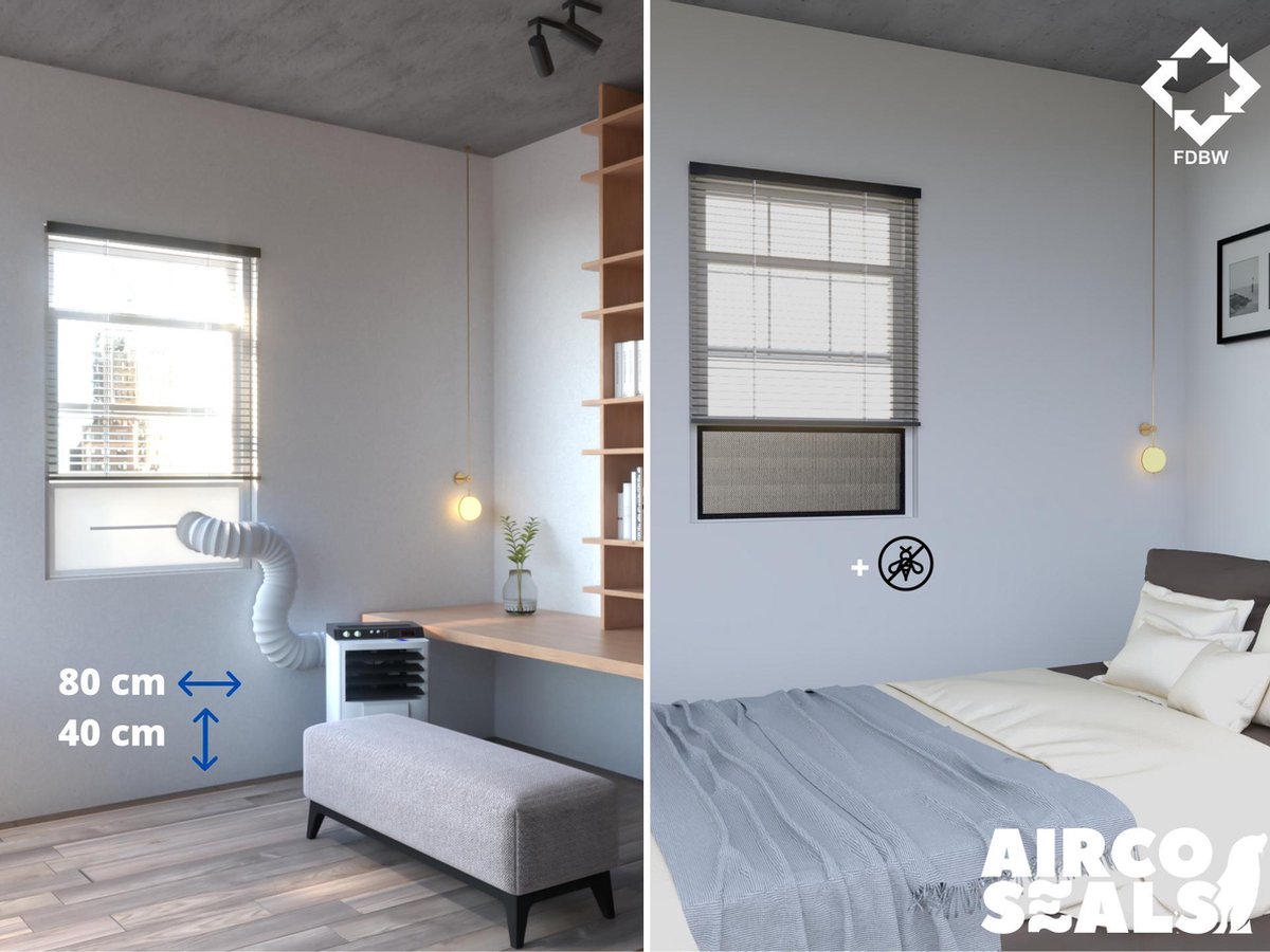 Airco Raamafdichting Mobiele Airco Voor Schuifraam – Met Hor - Voor Schuiframen Van 80 x 40 CM - energiebesparend