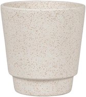Pot Odense Plain Sand  White M 15x15 cm witte ronde bloempot voor binnen
