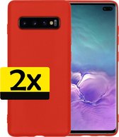 Samsung S10 Hoesje Back Cover Siliconen Case Hoes Rood - 2 Stuks