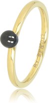 *My Bendel - Aanschuifring - goudkleurig - zwart - Dames ring goudkleurig met 4 mm zwart bolletje - Met luxe cadeauverpakking