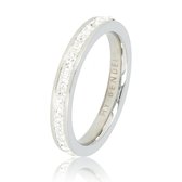 My Bendel - Ring zilverkleurig met zirkonia steentjes - Ring zilverkleurig met zirkonia stenen 3 mm - Met luxe cadeauverpakking