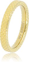 My Bendel - Gouden ring met slangenhuid 3 mm - Edelstalen aanschuifring ring gegraveerd met slangenhuid patroon - Met luxe cadeauverpakking