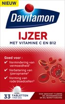 Davitamon Ijzer met vitamine B12 - Draagt bij aan het verminderen van vermoeidheid - Voedingssupplement met ijzer en vitamine B12 - 33 ijzer tabletten