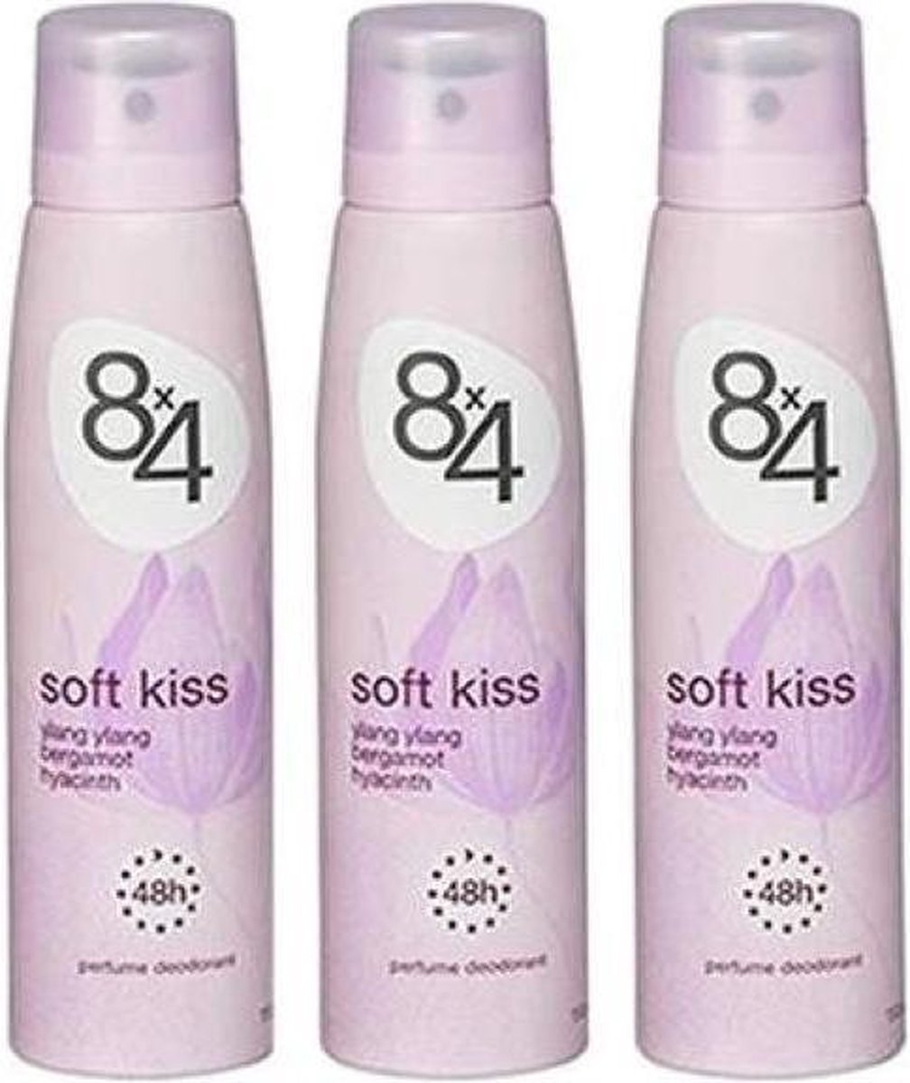 8 x 4 Deodorant Spray - Soft Kiss - Voordeelverpakking 3 x 150 ml | bol