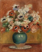 Kunst: Bloemen van Pierre-Auguste Renoir. Schilderij op aluminium, formaat is    100X150 CM
