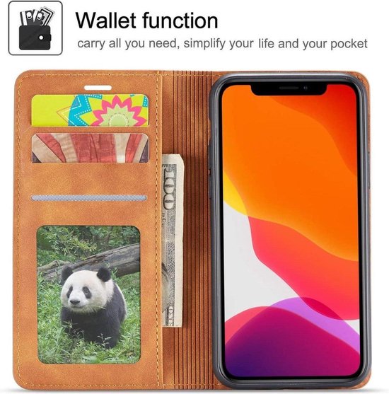 Bookcase Apple iPhone 12 Mini | Marron | Porte-cartes | Étui portefeuille