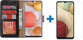 Samsung a12 hoesje - bookcase Zwart - Samsung Galaxy a12 hoesje - 1x Samsung a12 screenprotector screen protector