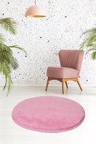 Nerge.be | Milano Round Pink  90x90 cm | %100 Acrylic - Handmade | Decorative Rug | Antislip | Washable in the Machine | Soft surface