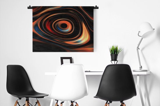 Tapisserie Cercles avec motif - Gouttes d'huile Oranje en forme de cercle Tapisserie coton 90x67 cm - Tapisserie avec photo