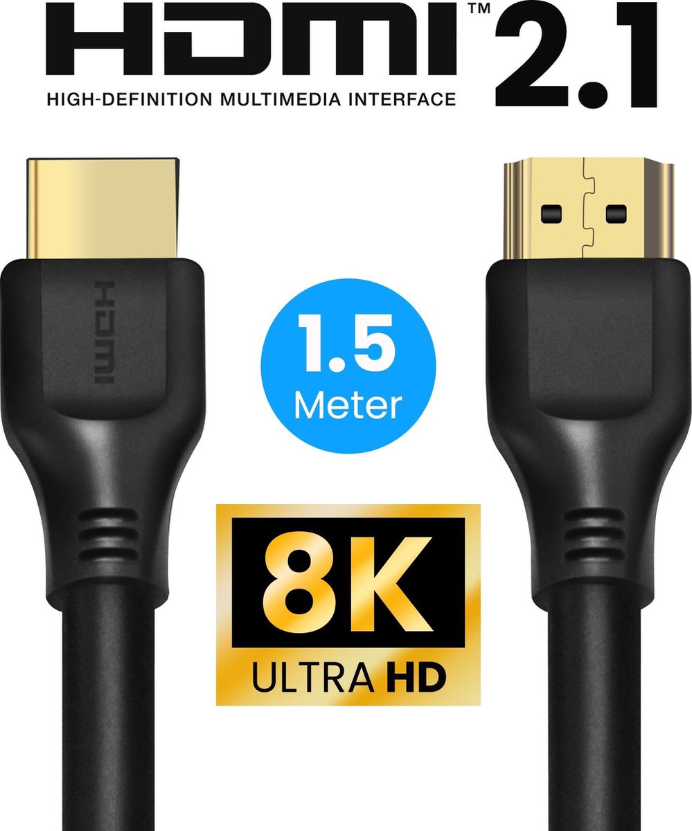 HDMI 2.1 Ultra High Speed Kabel HS – Gold Plated – PS5 en Xbox Series X ondersteuning – 1.5 Meter