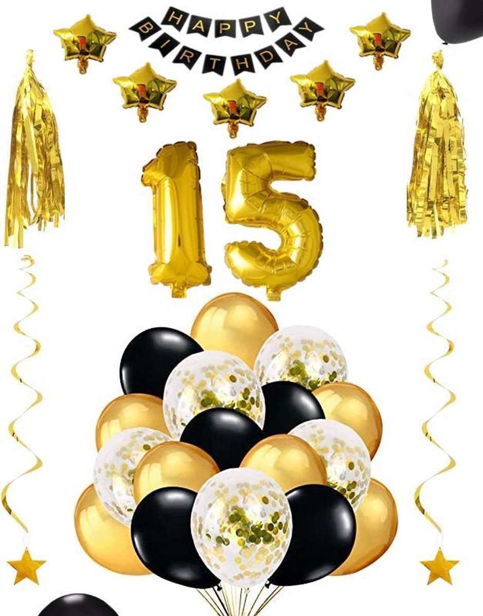 Berekening Voorbijgaand vergaan 15 jaar verjaardag feest pakket Versiering Ballonnen voor feest 15 jaar.  Ballonnen... | bol.com