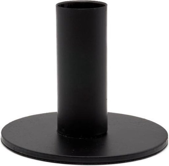 Housevitamin kandelaar / kaarsstandaard zwart metaal rond 6,5cm hoog