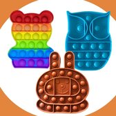 Pop It - fidget SET - Drie  Kameraadjes : BerryBear+Uil+Haas