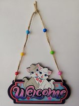 welcome board voor kinderkamer Katten met Love