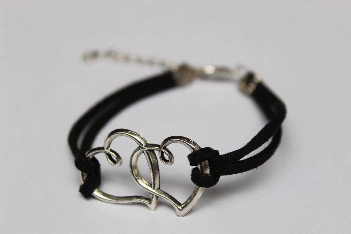 Wellness-House | Armband Suède Two Hearts | Liefde | Vriendschap | Balans | Zen | Double Heart | Cadeau