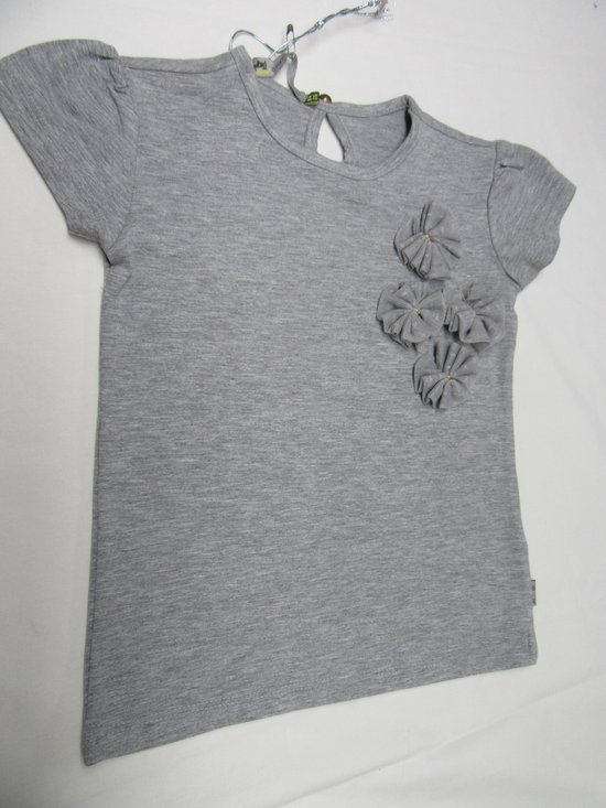 grondement, fille, t-shirt à manches courtes, gris, nœuds papillon, 92/98, 2-3 ans
