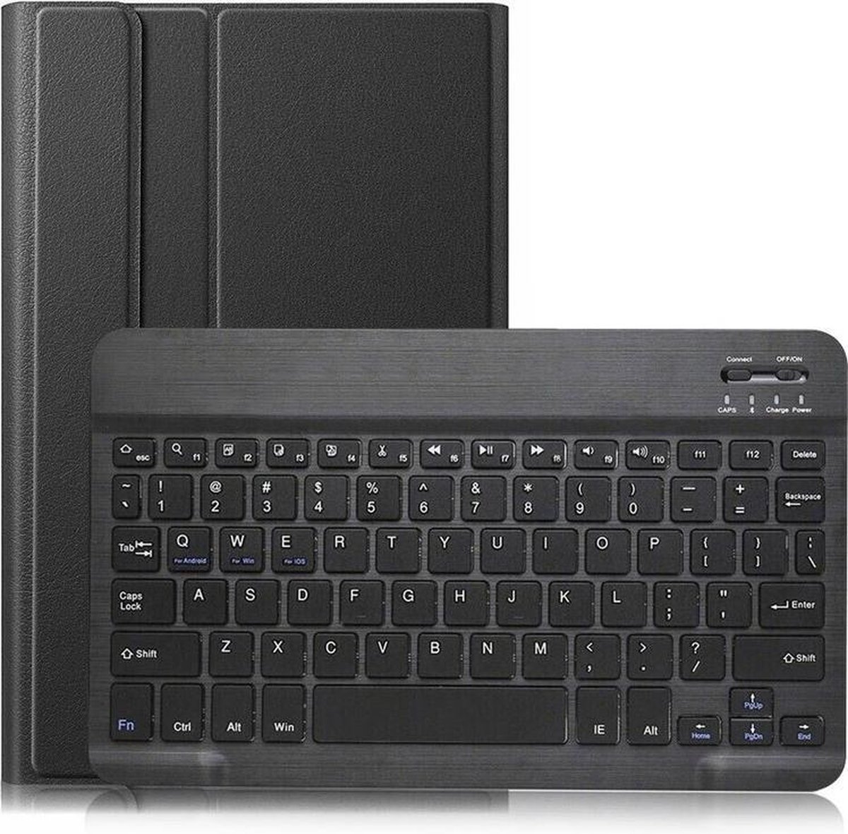 Draadloze Toetsenbord en Hoes 10 Inch Tablet Universeel Pu Leder Bluetooth Keyboard - zwart