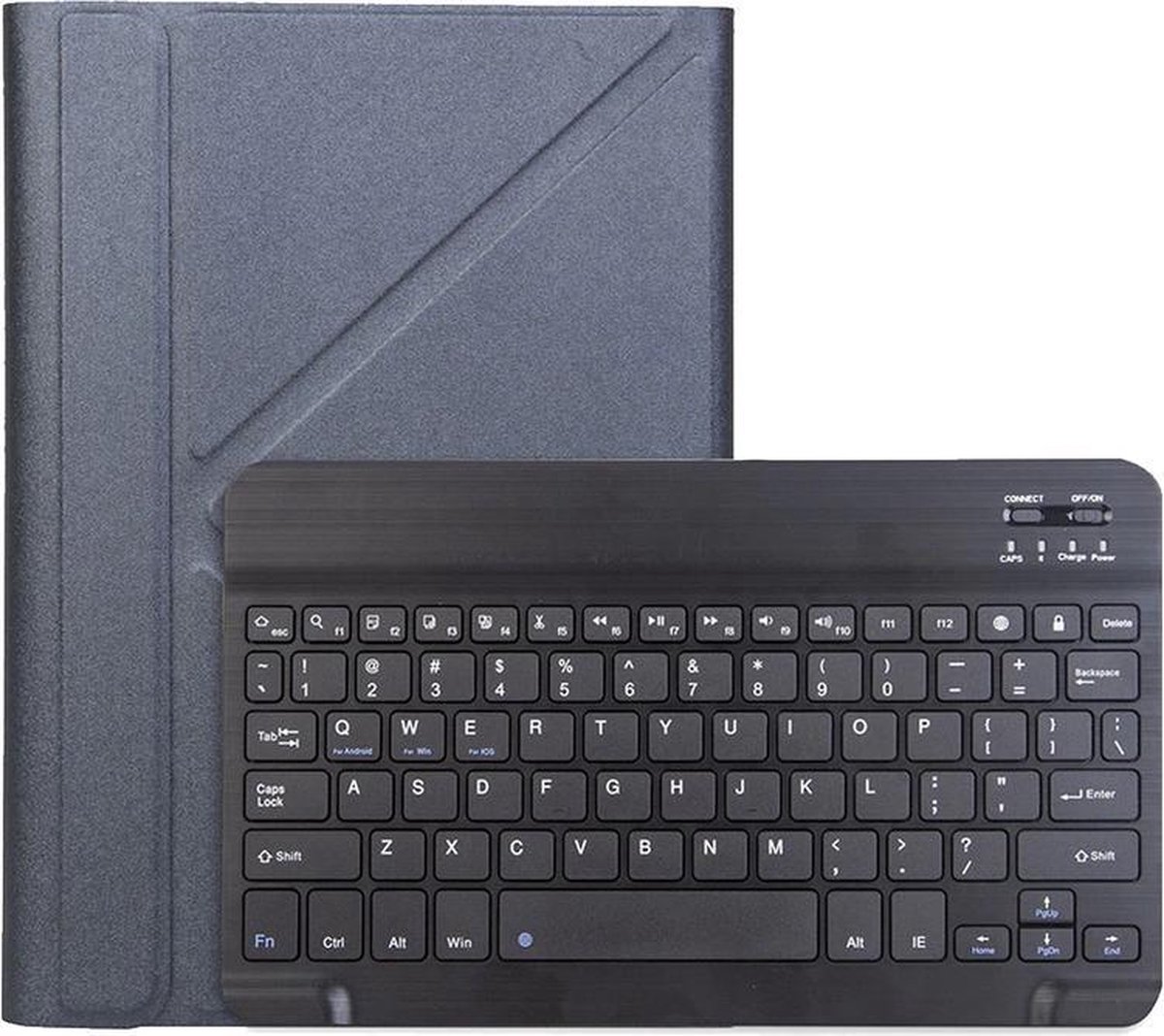 Draadloze Toetsenbord en Hoes 7 Inch Tablet Universeel Pu Leder Bluetooth Keyboard - donkerblauw