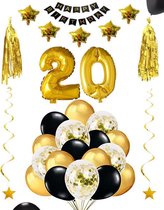 Paquet de fête d'anniversaire de 20 ans Décoration Ballons pour fête de 20 ans. Ballons guirlandes étoiles figurines gonflables 20