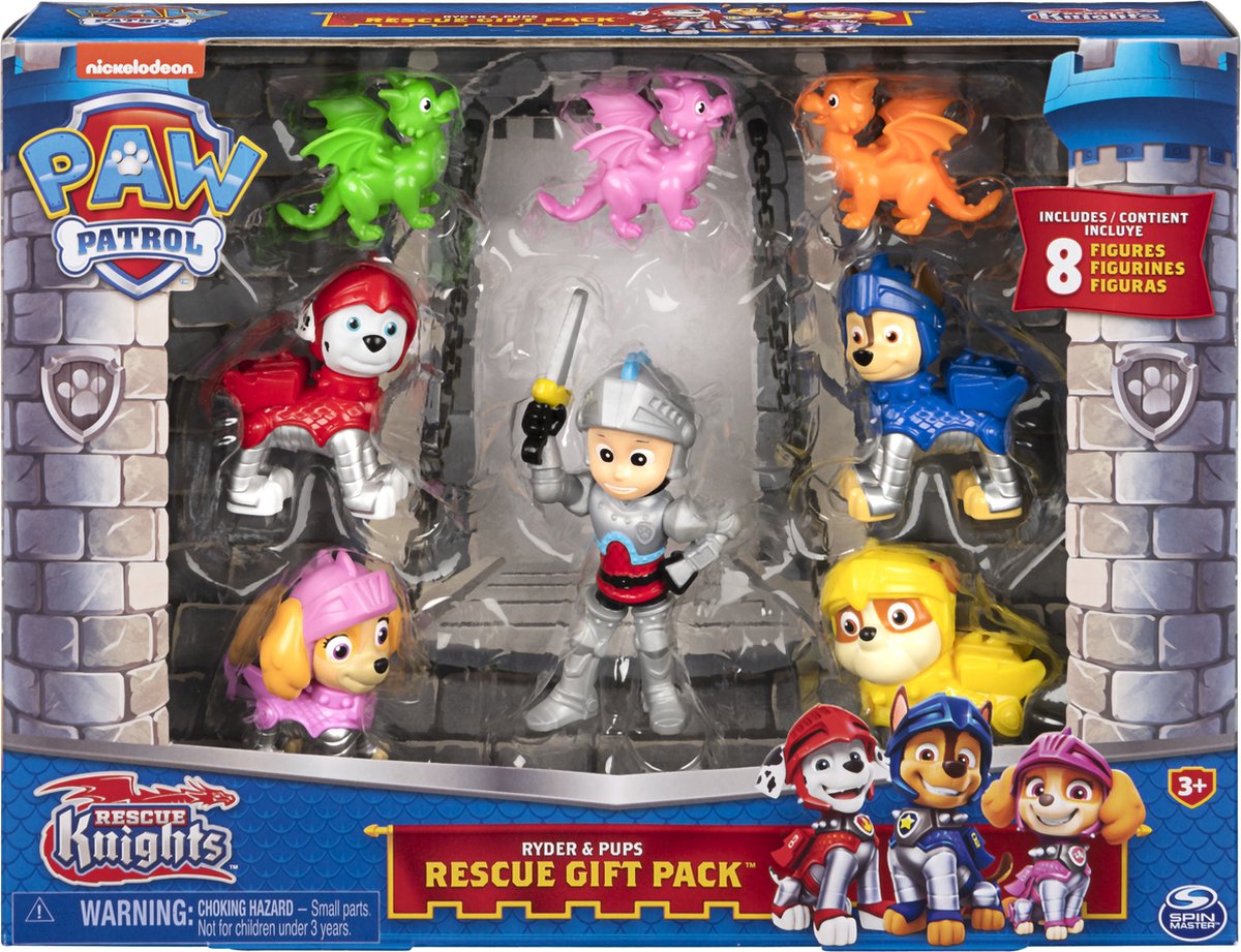 Pat' Patrouille Rescue Knights - Pack 2 Figurines Chiot + Dragon