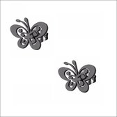 Aramat jewels ® - Vlinder oorbellen zweerknopjes zwart chirurgisch staal 8mm x 10mm